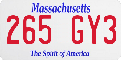 MA license plate 265GY3