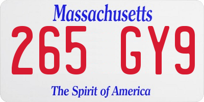 MA license plate 265GY9