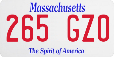MA license plate 265GZ0