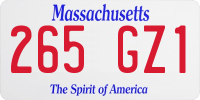 MA license plate 265GZ1