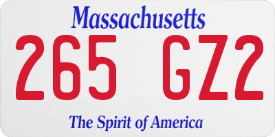 MA license plate 265GZ2