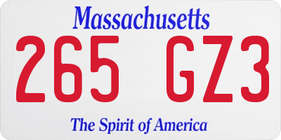MA license plate 265GZ3