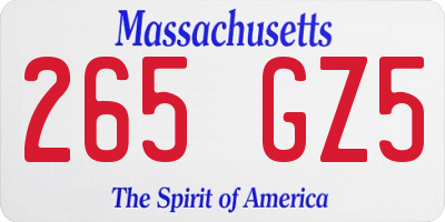 MA license plate 265GZ5