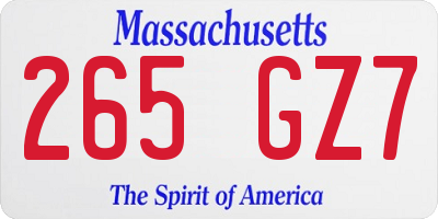 MA license plate 265GZ7