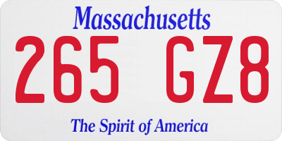 MA license plate 265GZ8
