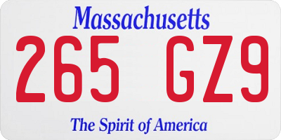 MA license plate 265GZ9