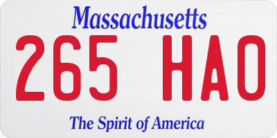 MA license plate 265HA0