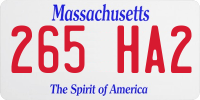 MA license plate 265HA2