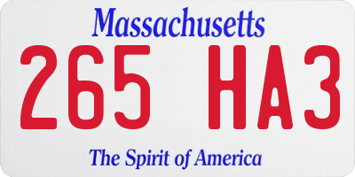 MA license plate 265HA3