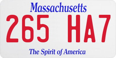 MA license plate 265HA7