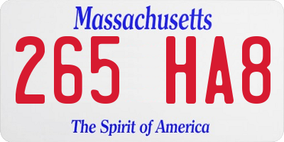 MA license plate 265HA8