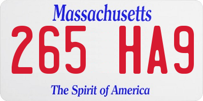 MA license plate 265HA9