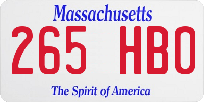 MA license plate 265HB0