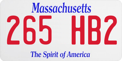 MA license plate 265HB2