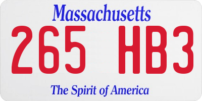 MA license plate 265HB3
