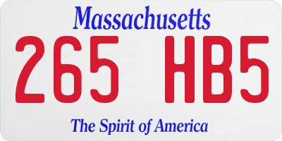 MA license plate 265HB5