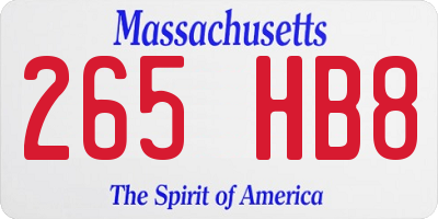 MA license plate 265HB8
