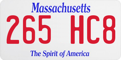MA license plate 265HC8
