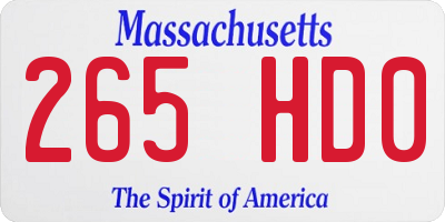 MA license plate 265HD0