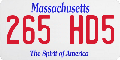MA license plate 265HD5