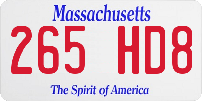 MA license plate 265HD8