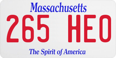 MA license plate 265HE0
