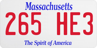 MA license plate 265HE3