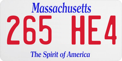 MA license plate 265HE4