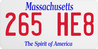 MA license plate 265HE8
