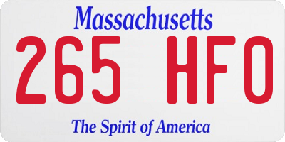 MA license plate 265HF0