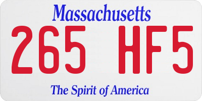 MA license plate 265HF5