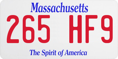 MA license plate 265HF9