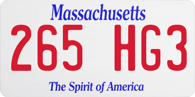 MA license plate 265HG3