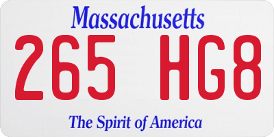 MA license plate 265HG8
