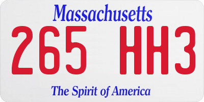 MA license plate 265HH3