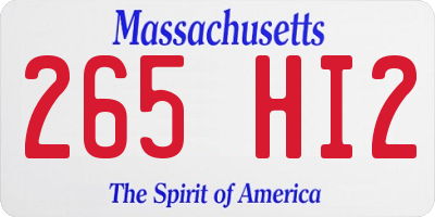 MA license plate 265HI2