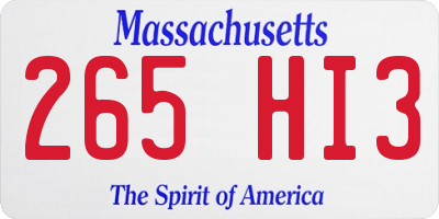MA license plate 265HI3