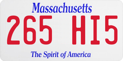 MA license plate 265HI5
