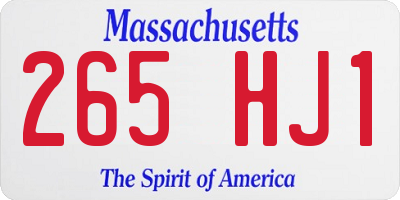 MA license plate 265HJ1
