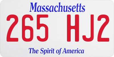 MA license plate 265HJ2
