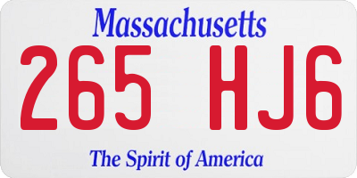 MA license plate 265HJ6