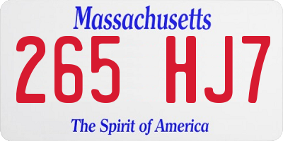 MA license plate 265HJ7