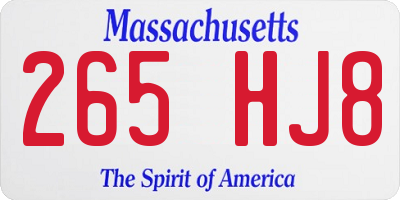 MA license plate 265HJ8