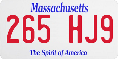 MA license plate 265HJ9
