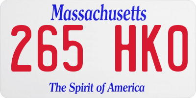 MA license plate 265HK0