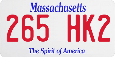 MA license plate 265HK2
