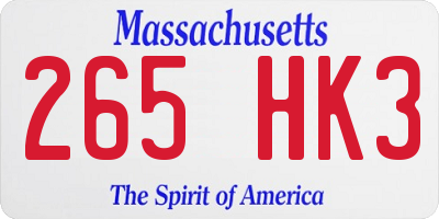 MA license plate 265HK3