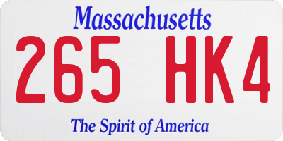 MA license plate 265HK4