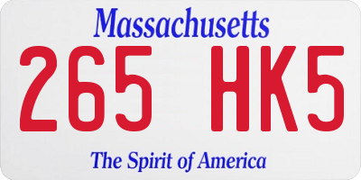 MA license plate 265HK5