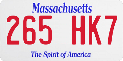 MA license plate 265HK7